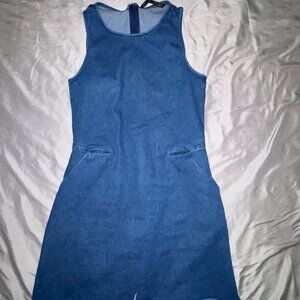 Zara Trafaluc Denim Mini Dress Sleeveless Raw Hem Blue Size S/M